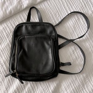Margot black leather mini backpack